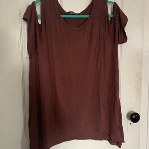 Brown Cold Shoulder Top